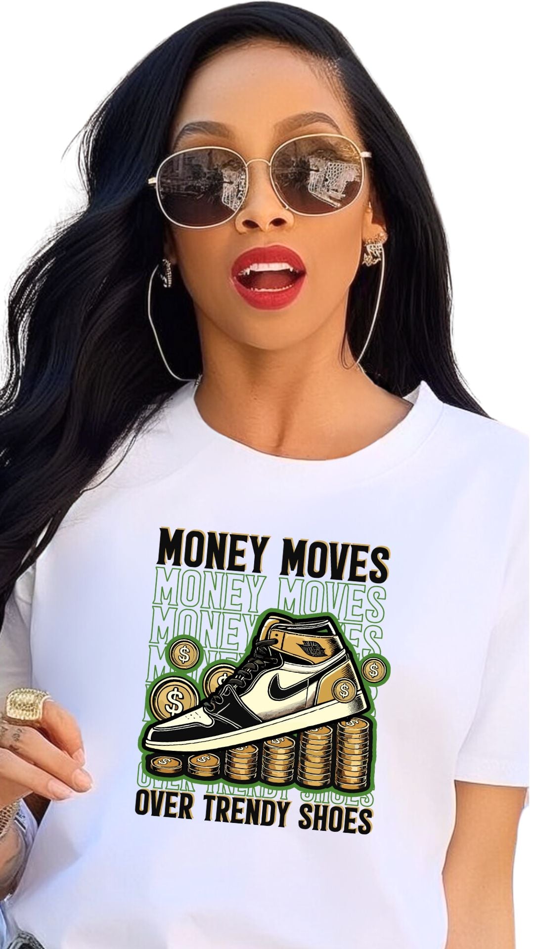 Money Moves Over Trendy Shoes – Wealth Over Waste -female t shirt