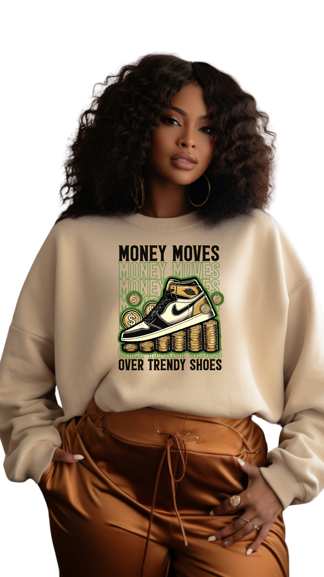 Money Moves Over Trendy Shoes – Wealth Over Waste -female sweatshirt