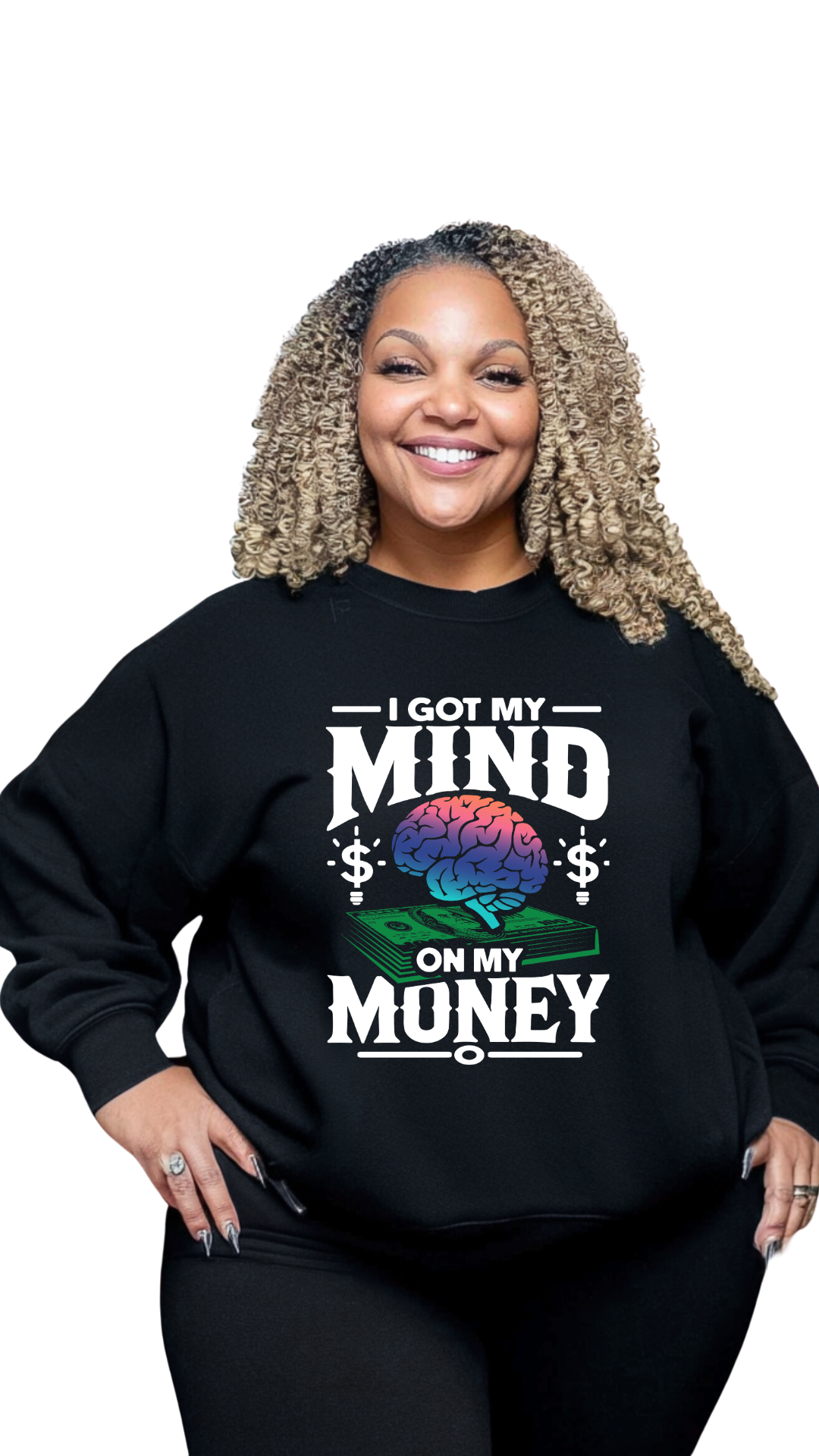 Got My Mind on My Money – Stay Focused, Stay Winning -female sweatshirt