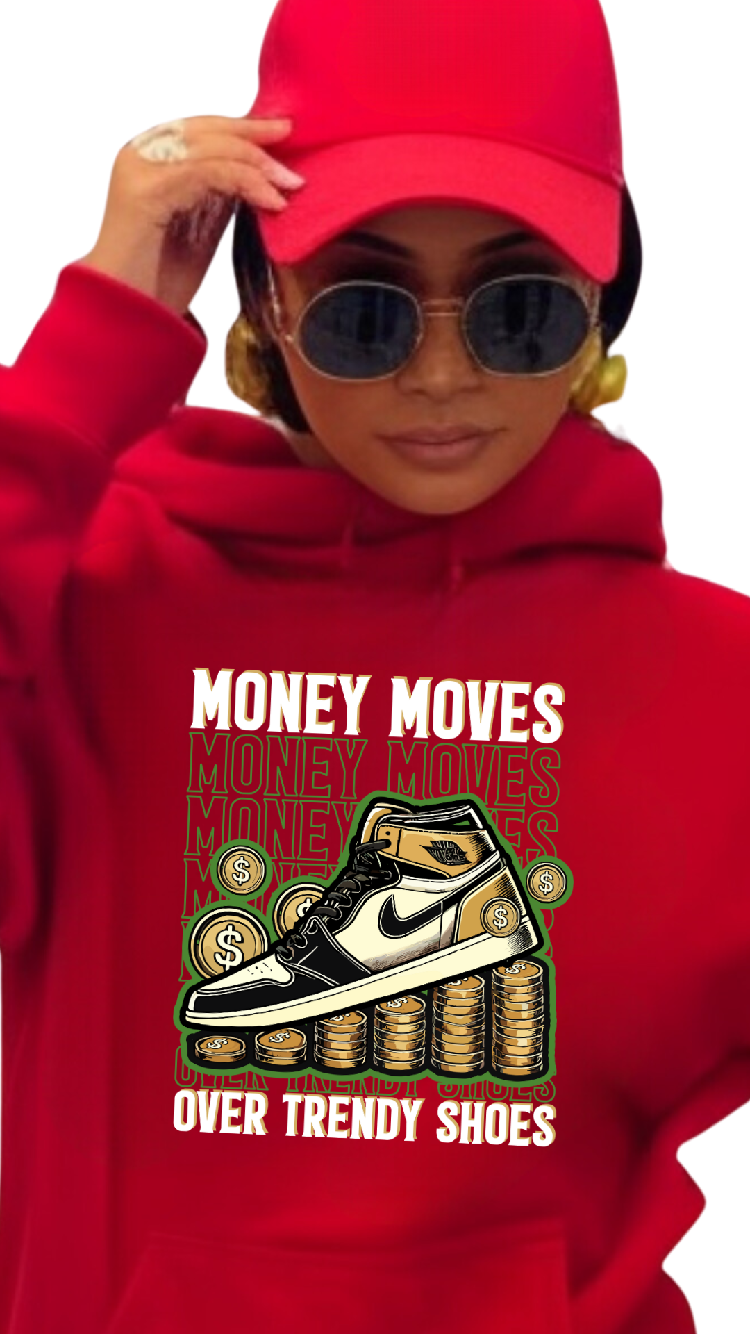 Money Moves Over Trendy Shoes – Wealth Over Waste -female hoodie