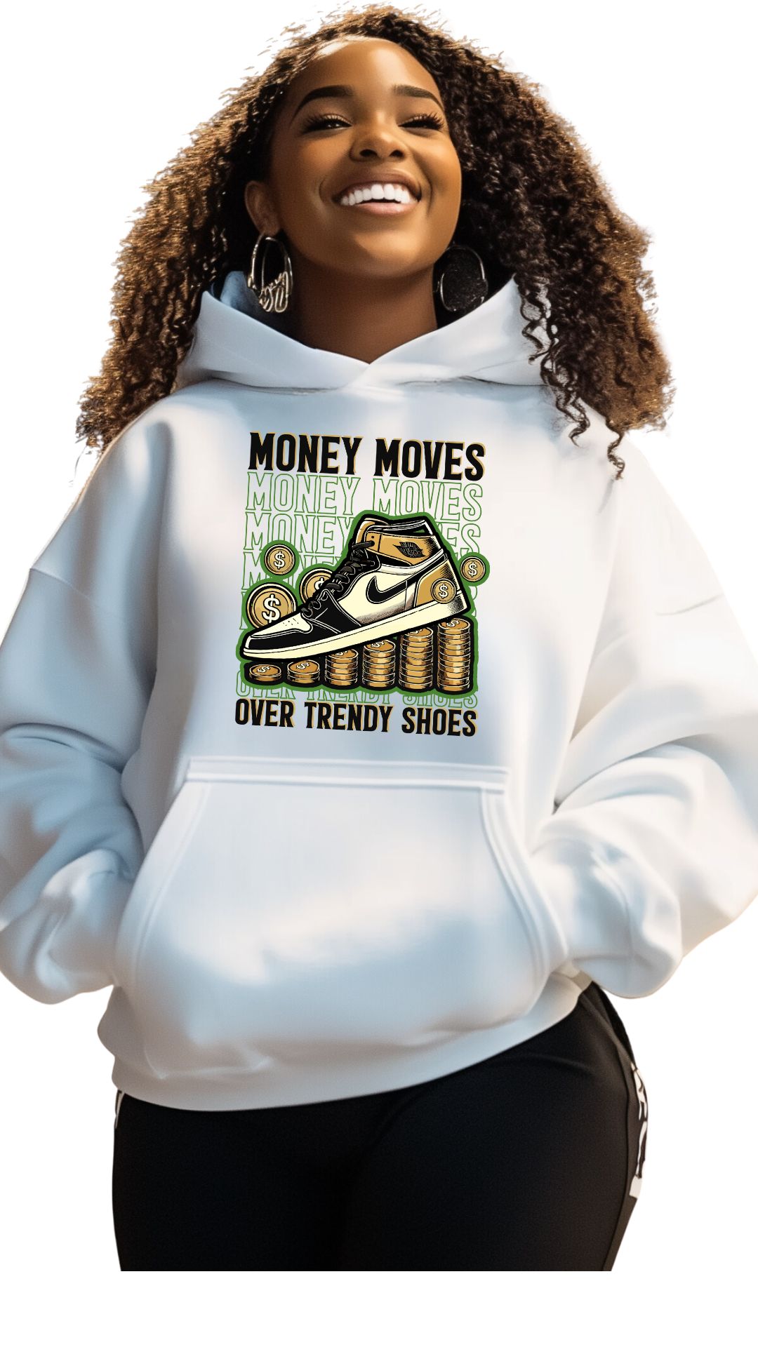 Money Moves Over Trendy Shoes – Wealth Over Waste -female hoodie