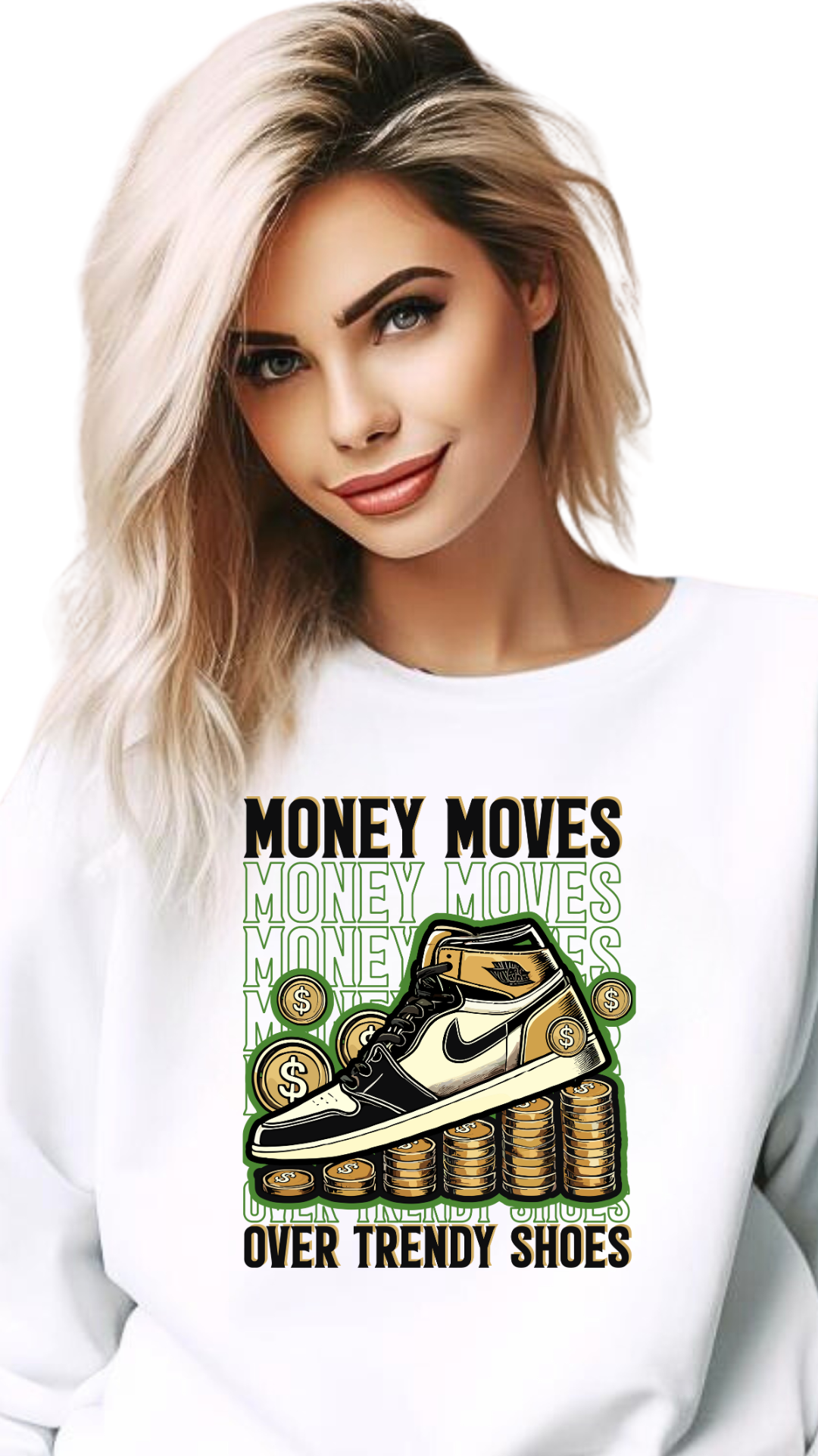 Money Moves Over Trendy Shoes – Wealth Over Waste -female sweatshirt